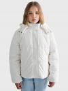 Dievčenská prešívaná bunda s odopínateľnou kapucňou biela LUCINA 100